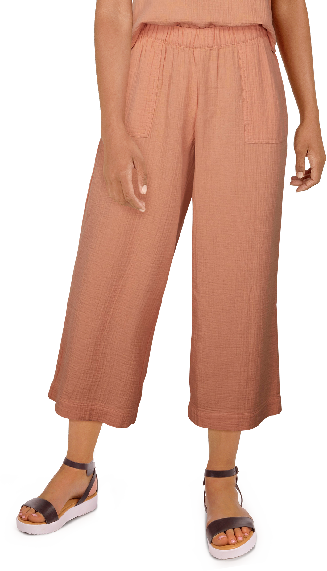 Natural Reflections Double Cloth WideLeg Crop Pants for Ladies Bass